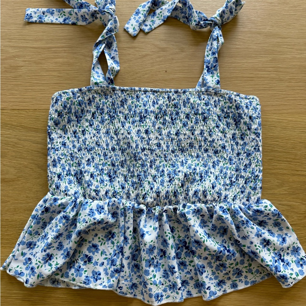 Blue flowy top